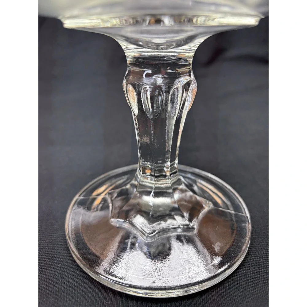 Vintage Indiana Clear Glass Teardrop Scalloped Pedestal Compote Dish 7.5